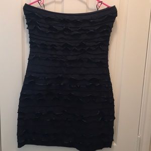 Strapless navy blue dress